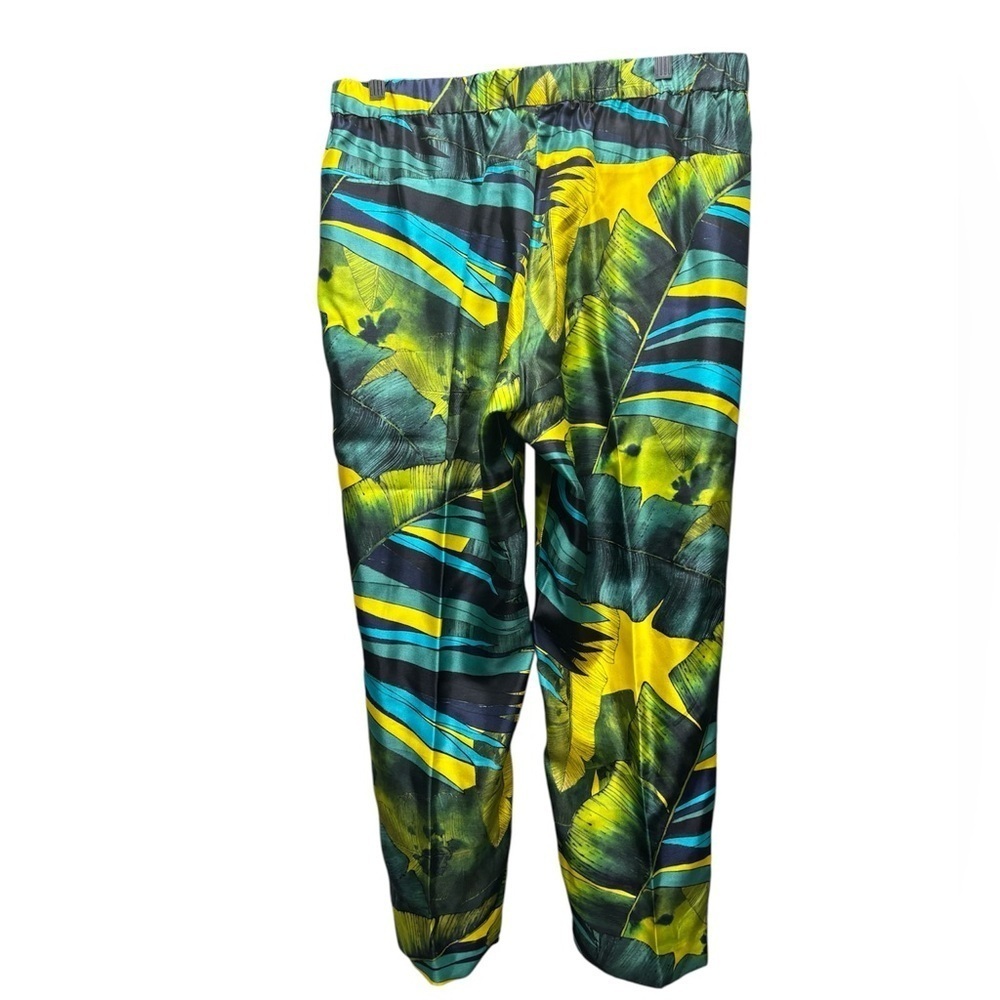 J. Crew 100% silk Jungle Tropical tapered pull on pant size 12 - Picture 3 of 10